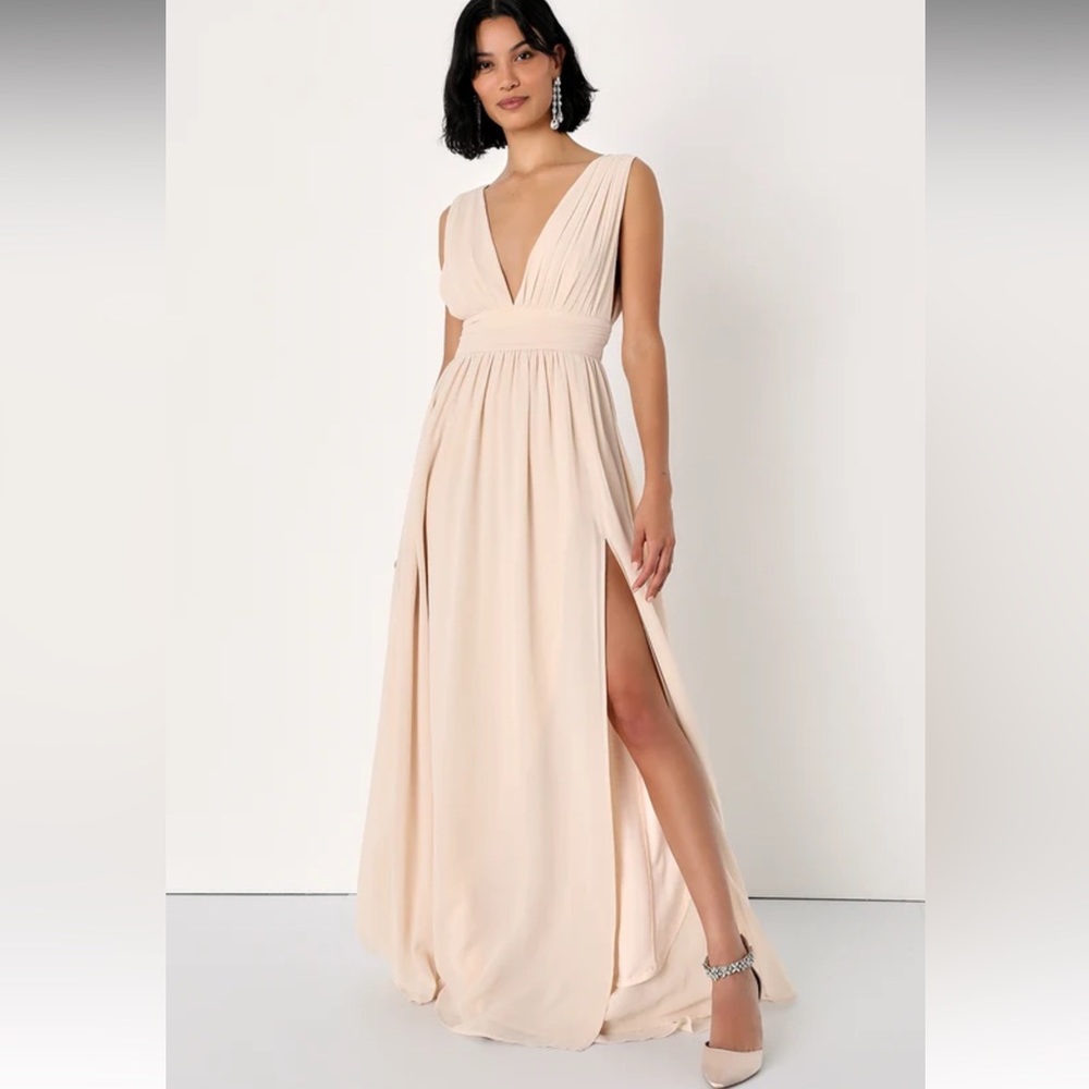 Lulus | Heavenly Hues Cream Maxi Dress
